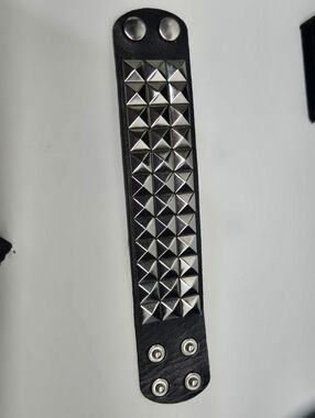 Faux Leather Spike Studded Wrist Bracelet Cuff Punk Rock Goth Cosplay